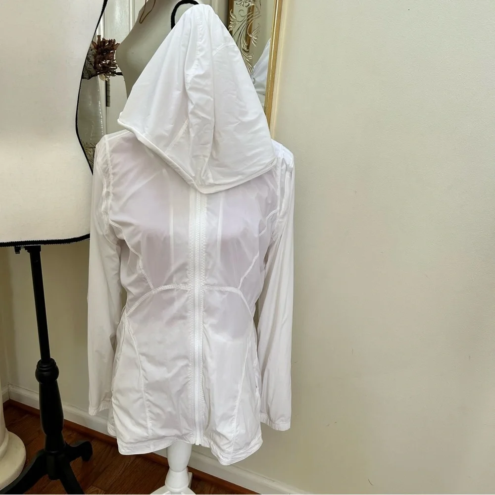 Lululemon 12 goal crusher Jacket White Full Zip Thumbholes Hood - Picture 9 of 10